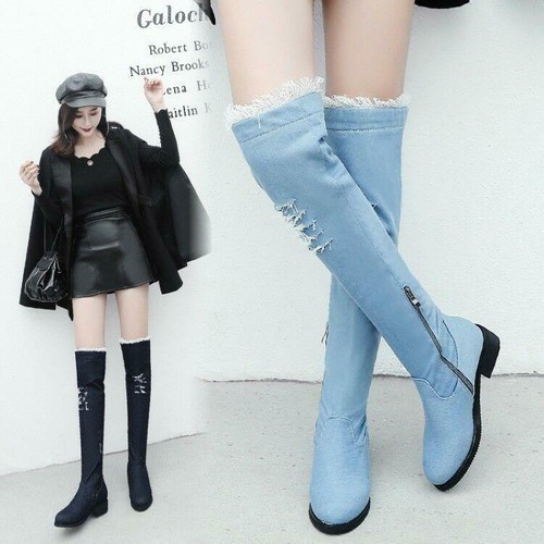 denim long boots